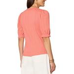 Women's Democracy Elbow Puff Sleeve Embroidered Notch Neck Shirt - Thumbnail 3 of 4