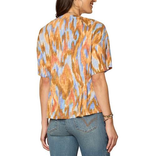 Women's Democracy Pleated Peplum Hem Printed Shirt - Primary Image