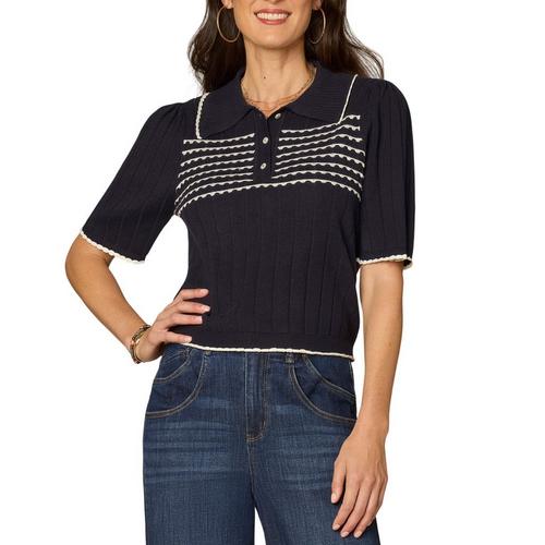 Women's Democracy Scallop Tipping Pullover Sweater - Primary Image