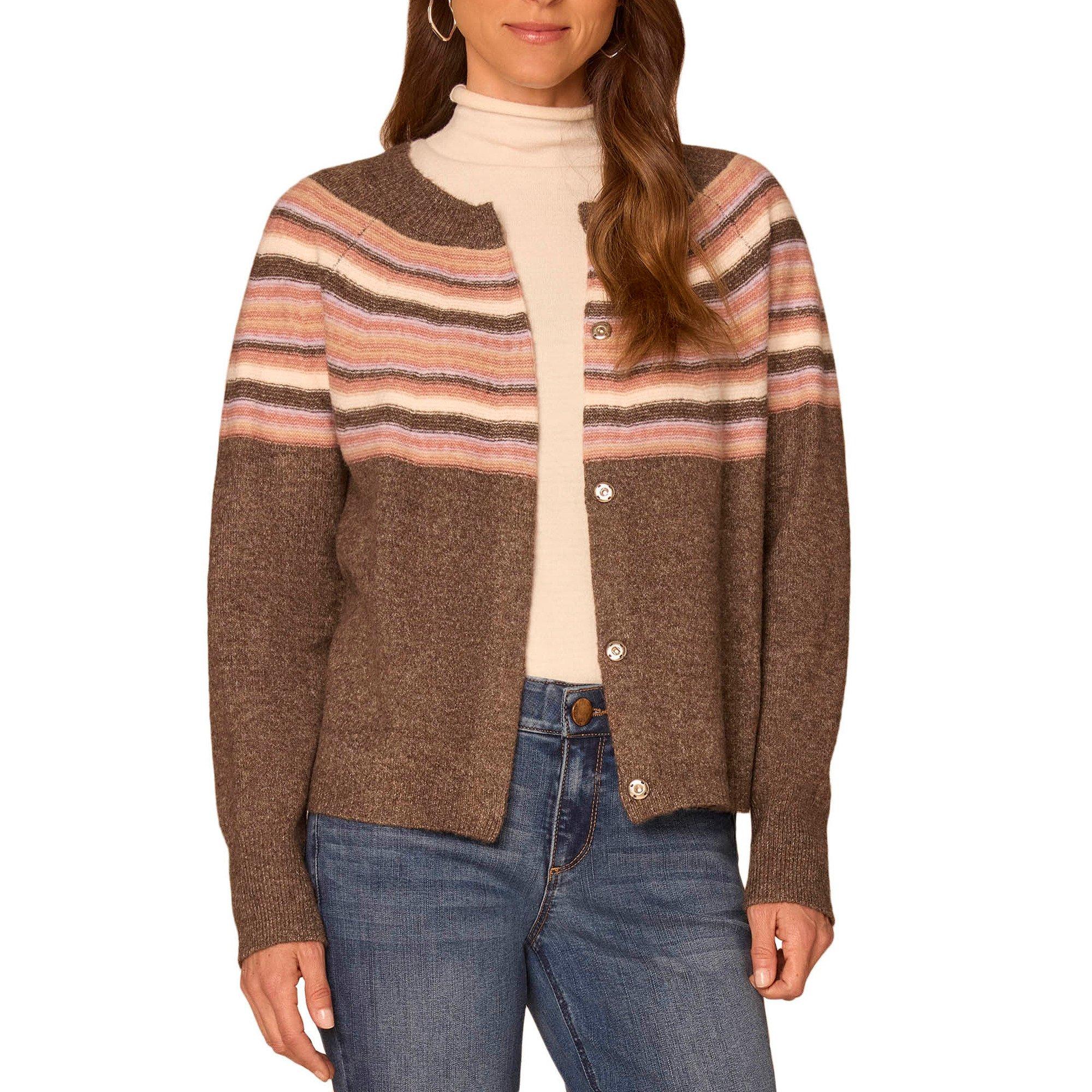 Women's Democracy Snap Front Stripe Jacquard Cardigan
