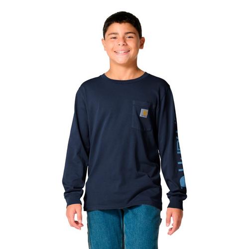 Kids' Carhartt Re-Engineered Garment Dye Pocket Long Sleeve T-Shirt - Primary Image