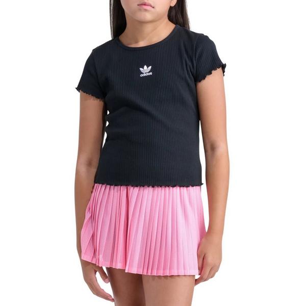 Girls' adidas Ribbed T-Shirt Medium Black