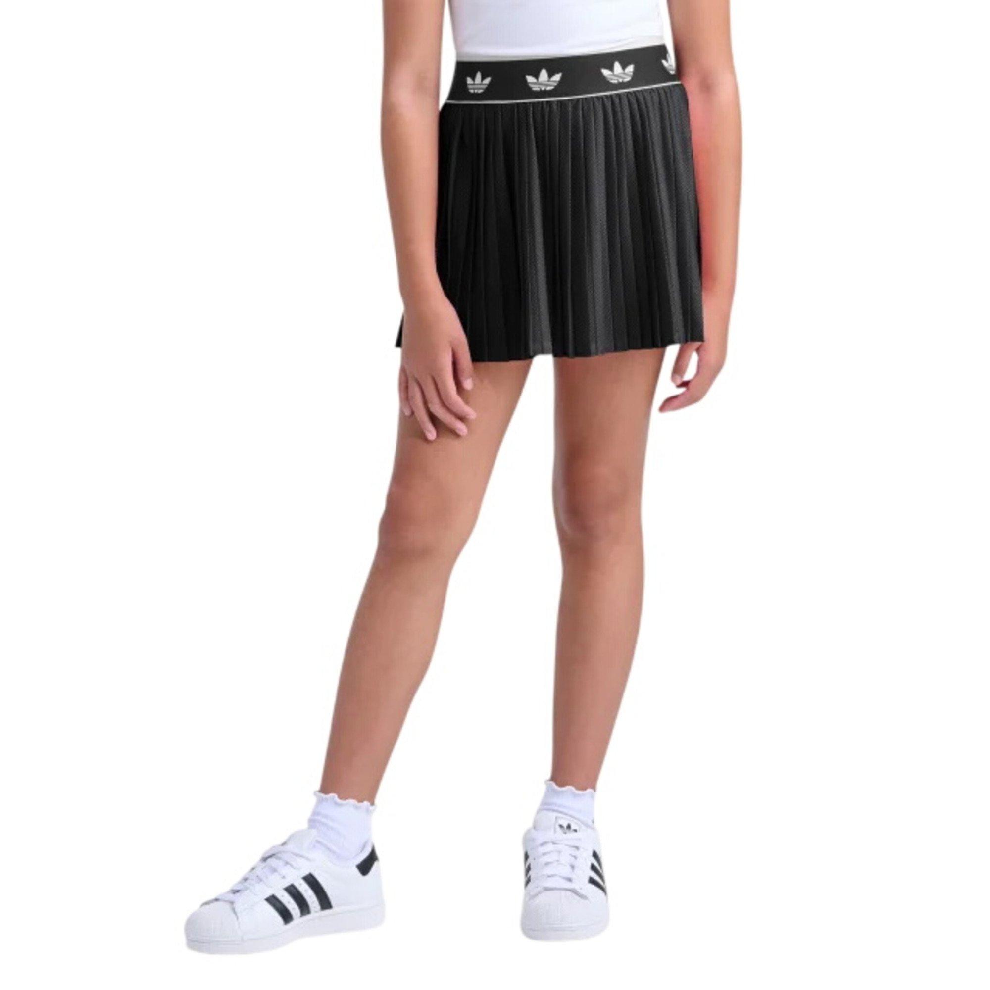 Adidas Kids Pleated Mesh Skort in Black - Size Medium