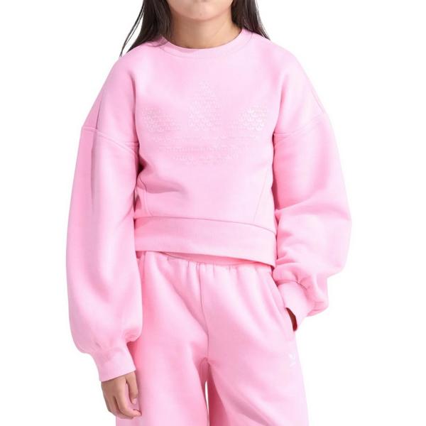 Girls' adidas Trefoil Fleece Crewneck Sweatshirt Large Light Pink