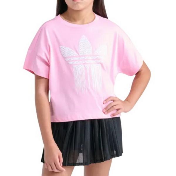 Girls' adidas Crochet T-Shirt Medium Light Pink