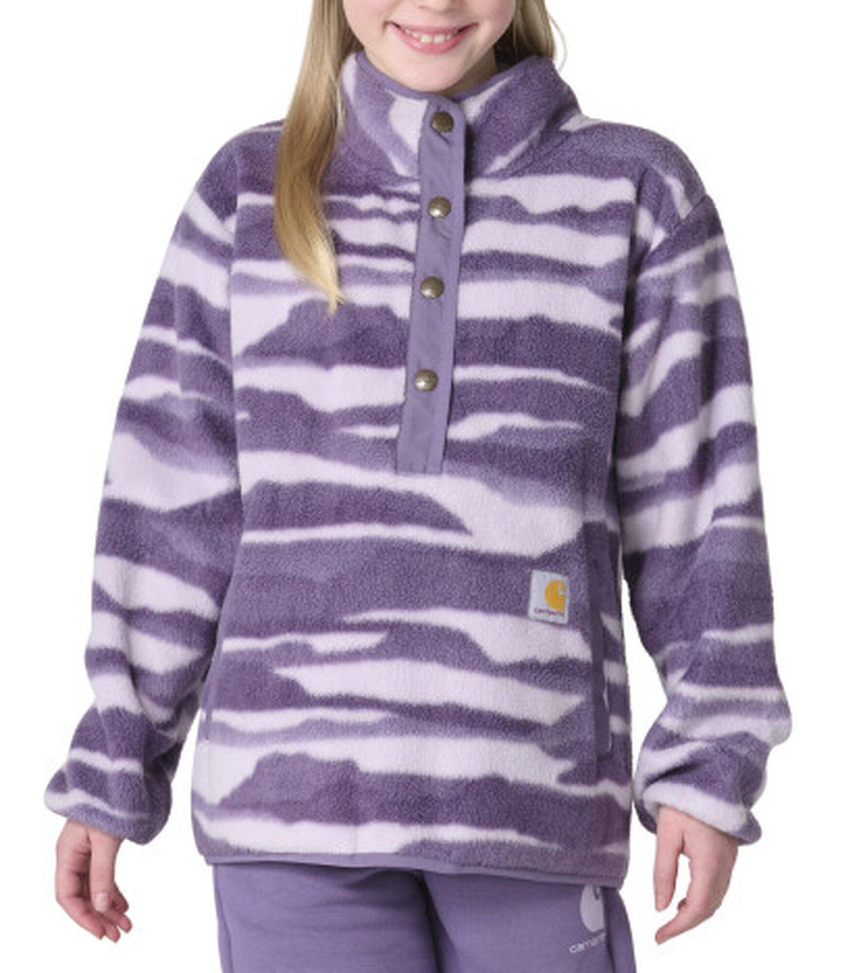 Carhartt Girl's Girls' Long Sleeve Fleece Quarter-Snap Printed Sweatshirt (ToddlerChildYouth) | Grape | L Xc