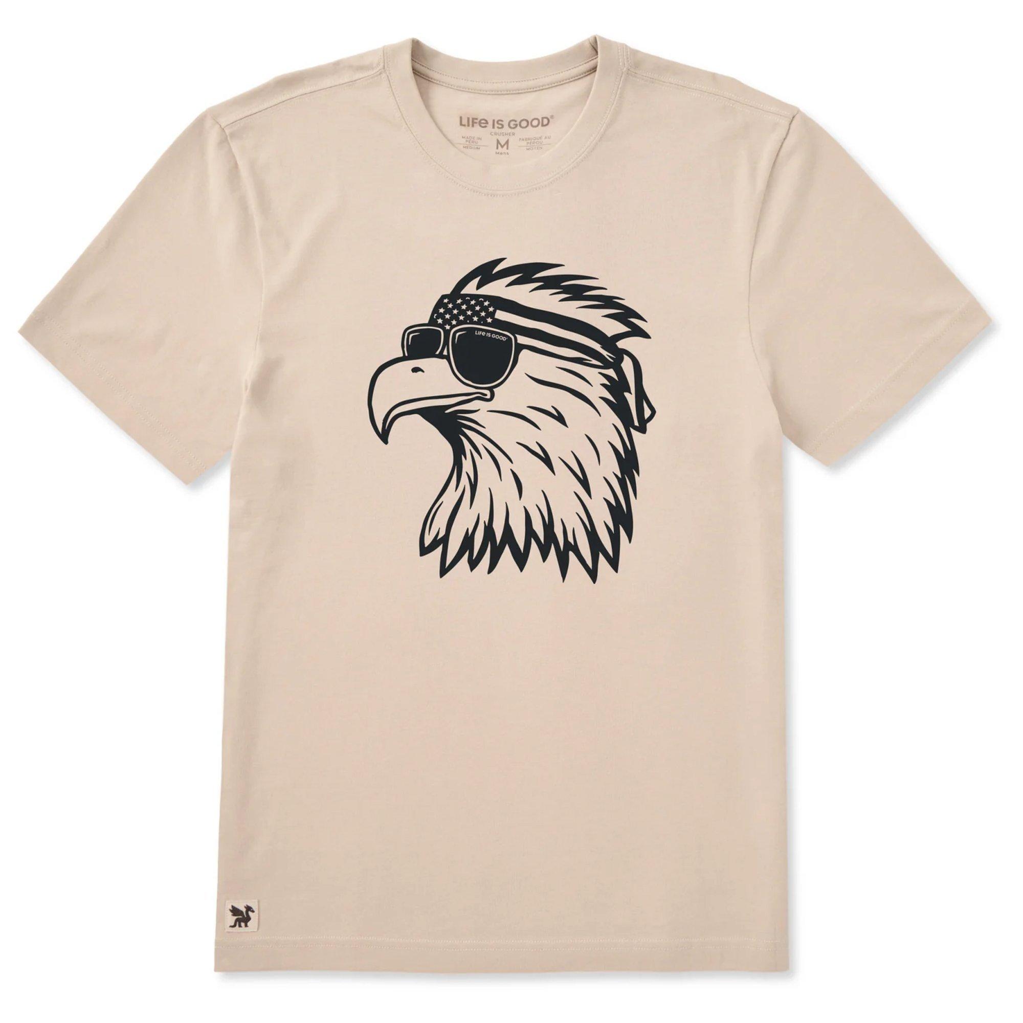 Life is Good Men's America's Eagle Short Sleeve Crusher-Lite T-Shirt in Birch White | Size 2XL | Cotton/Polyester