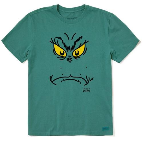 Men's Life is Good Grinchy Face T-Shirt - Primary Image