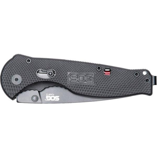 SOG Flash II Drop Point Assisted Folding Black Pocket Knife