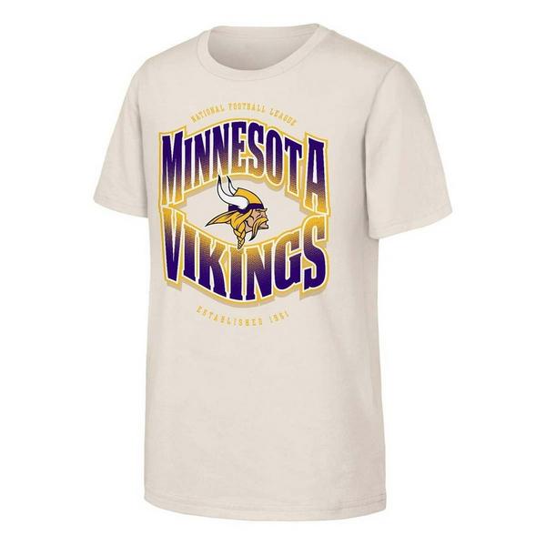 Kids' Minnesota Vikings Genuine Stuff Huddle T-Shirt Medium Natural