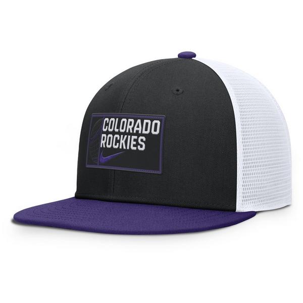 Colorado Rockies Nike Primetime Trucker Snapback Hat S/M Black
