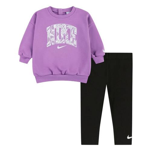 Baby Girls' Nike Lace It Up Crewneck Sweatshirt and Leggings Set - Primary Image