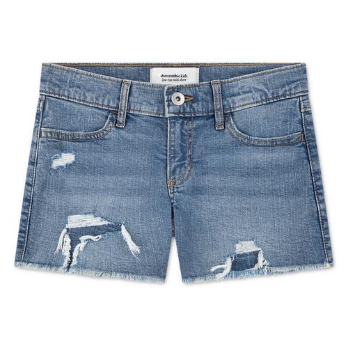 Girls' abercrombie kids Midi Destroy Jean Shorts - Primary Image