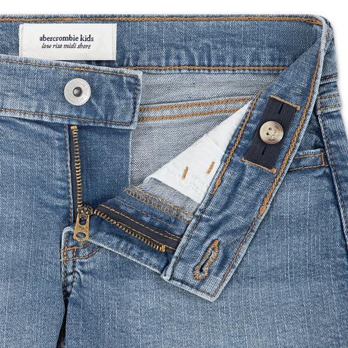 Girls' abercrombie kids Midi Destroy Jean Shorts - Primary Image