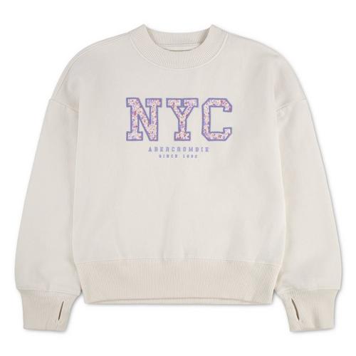 Girls' abercrombie kids NYC Floral Crewneck Sweatshirt - Primary Image