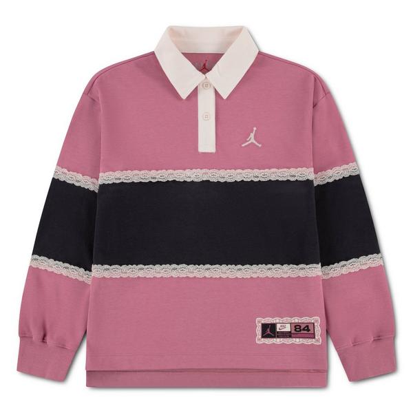 Girls' Jordan Allstar Rugby Long Sleeve Polo Medium Berry