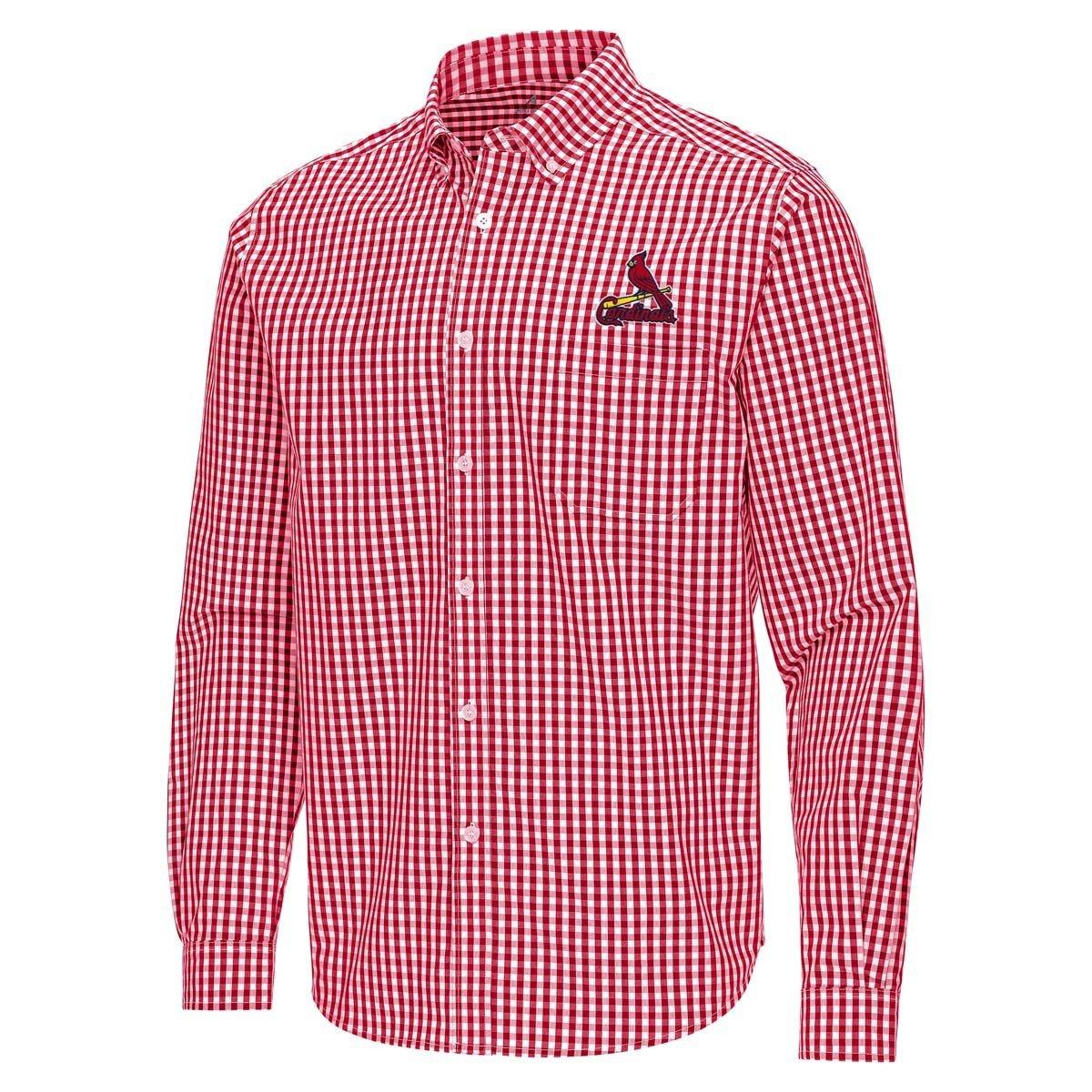 Antigua Men's Red St. Louis Cardinals Ellis Woven Tri-Blend Button-Down Shirt - Red