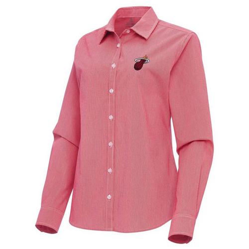 Antigua Women's Miami Heat Porter Woven Long Sleeve Button Up - Primary Image