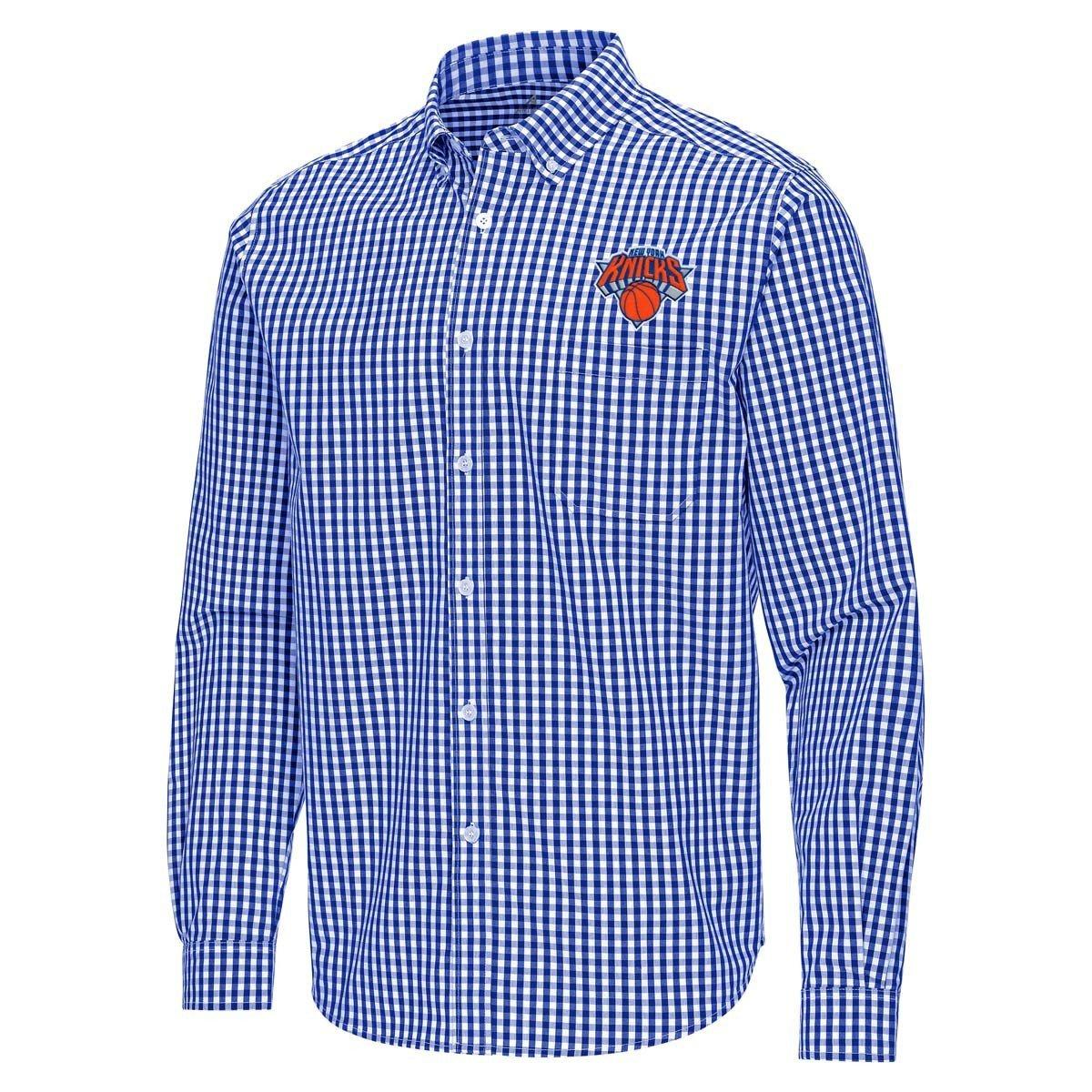 Antigua Men's Blue New York Knicks Ellis Woven Tri-Blend Button-Down Shirt - Blue