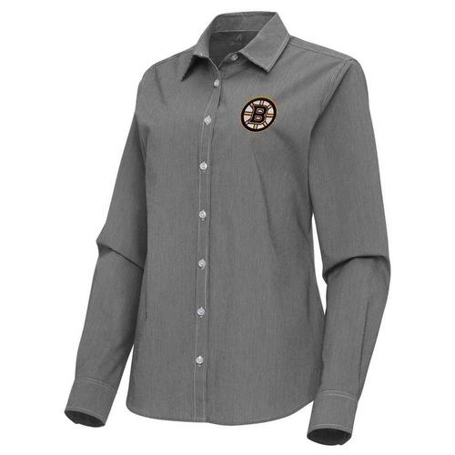 Antigua Women's Boston Bruins Porter Woven Long Sleeve Button Up - Primary Image