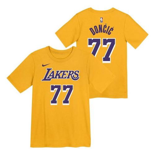 Nike Kids' Los Angeles Lakers Luka Doncic #77 Icon Edition Name & Number T-Shirt - Primary Image