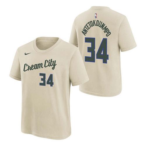 Nike Kids' Milwaukee Bucks Giannis Antetokounmpo #34 2025 City Edition Name & Number T-Shirt - Primary Image