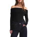 Women's Z Supply Whimsy Mesh Long Sleeve Off the Shoulder Shirt - Thumbnail 1 of 3