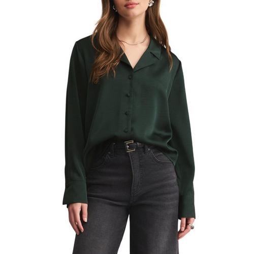 Women's Z Supply Ana Satin Long Sleeve Button Up Shirt - Primary Image