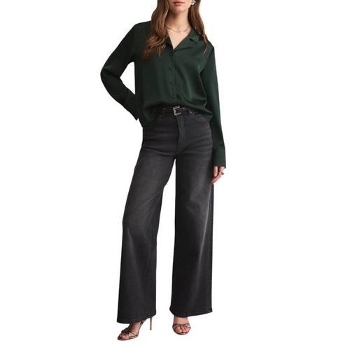 Women's Z Supply Ana Satin Long Sleeve Button Up Shirt - Primary Image