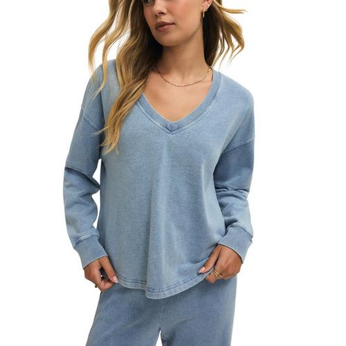 Women's Z Supply Delphine Knit Denim Crewneck Sweatshirt - Primary Image