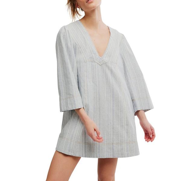Women's Free People Goldie Denim 3/4 Sleeve Shift Dress