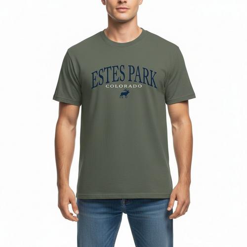 Men's Blue 84 Estes Park Colorado Elk T-Shirt - Primary Image