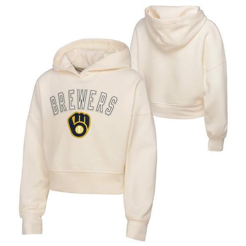 Genuine Stuff Kids' Girls' Milwaukee Brewers Blitz Cropped Hoodie - Primary Image