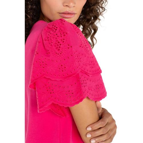 Women's Liverpool Los Angeles Knit-To-Woven Embroidered Sleeve Shirt - Primary Image