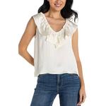 Women's Liverpool Los Angeles Ruffle Front Sleeveless V-Neck Blouse - Thumbnail 1 of 3