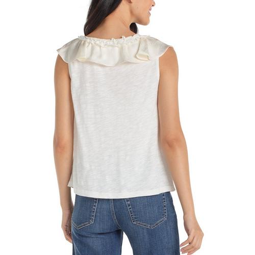 Women's Liverpool Los Angeles Ruffle Front Sleeveless V-Neck Blouse - Primary Image