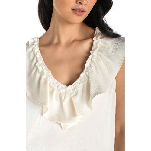 Women's Liverpool Los Angeles Ruffle Front Sleeveless V-Neck Blouse - Primary Image