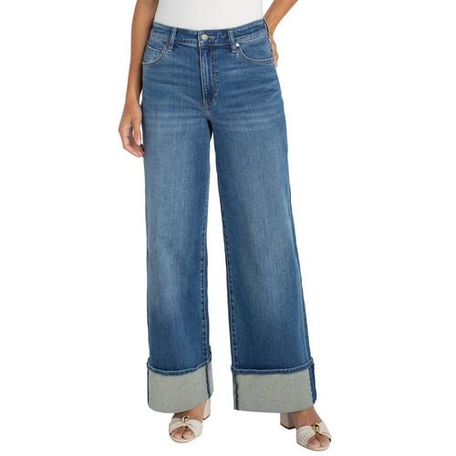 Women's Liverpool Los Angeles Morgan Cuffed Crop Wide Leg Jeans - Primary Image