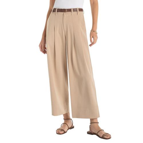 Women's Liverpool Los Angeles High Rise Pleated Wide Leg Crop Trouser Dress Pants - Primary Image