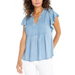 Women's Liverpool Los Angeles Popover Woven Notch Neck Blouse - Thumbnail 1 of 3