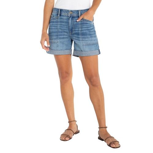 Women's Liverpool Los Angeles Elastic Back Roll Cuff Jean Shorts - Primary Image