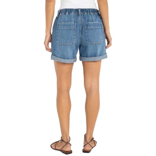 Women's Liverpool Los Angeles Elastic Back Roll Cuff Jean Shorts - Primary Image