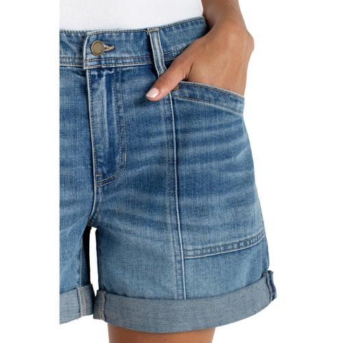 Women's Liverpool Los Angeles Elastic Back Roll Cuff Jean Shorts - Primary Image