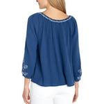 Women's Liverpool Los Angeles Embroidered 3/4 Sleeve Scoop Neck Blouse - Thumbnail 2 of 3