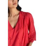Women's Liverpool Los Angeles Eyelet Woven 3/4 Sleeve V-Neck Shirt - Thumbnail 2 of 3