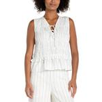 Women's Liverpool Los Angeles Smocked Tie Front Woven Tank Top - Thumbnail 1 of 3