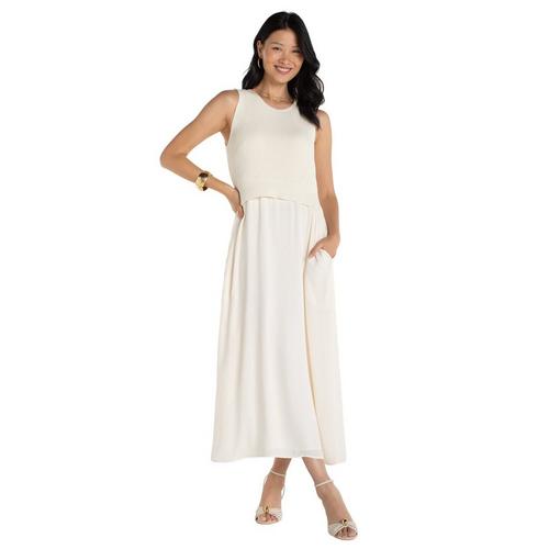 Women's Liverpool Los Angeles Tie Back Sweater Woven Midi Shift Dress - Primary Image