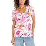 Women's Liverpool Los Angeles Puff Sleeve Scoop Neck Shirt - Thumbnail 1 of 4