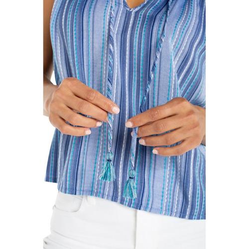 Women's Liverpool Los Angeles Flutter Sleeve Woven Sleeveless Notch Neck Blouse - Primary Image
