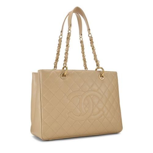 What Goes Around Comes Around Chanel Beige Quilted Caviar GST Tote - Primary Image